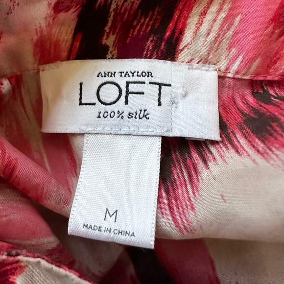 Ann Taylor Loft Sleeveless 100% Silk Blouse pink and white size Medium - Picture 6 of 8